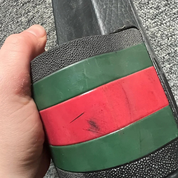 Gucci Red Green Stripe Slides, size 9 - Picture 9 of 16